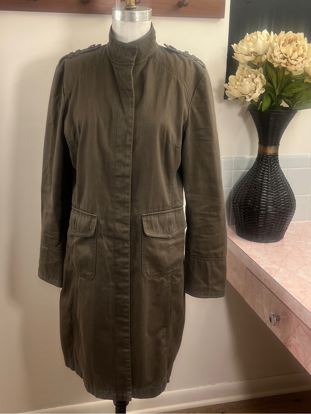 Kenneth Cole Olive Green Utility Coat